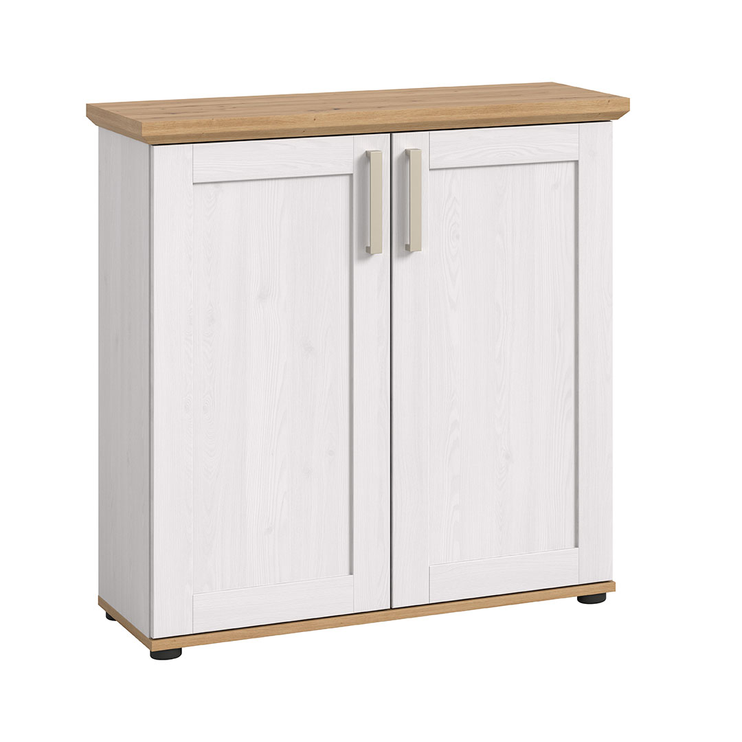 Verona skænk 2 låger hvid, eg dekor