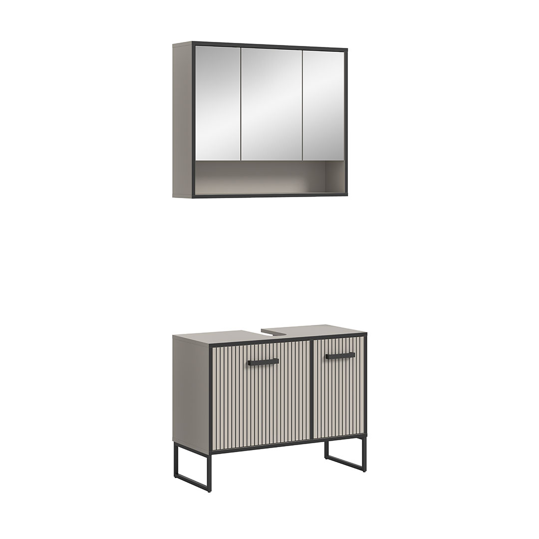 Bagno badmiljø 2 dele lysegrå, cremefarvet