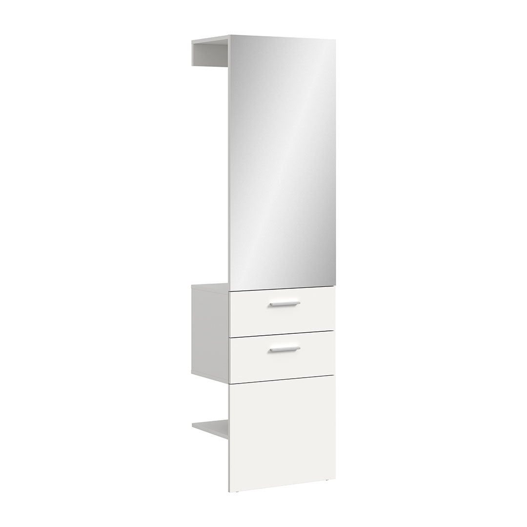 Vaga stumtjener med spejl 2 skuffer 1 spejl 1 bøjlestang 2 hylder hvid