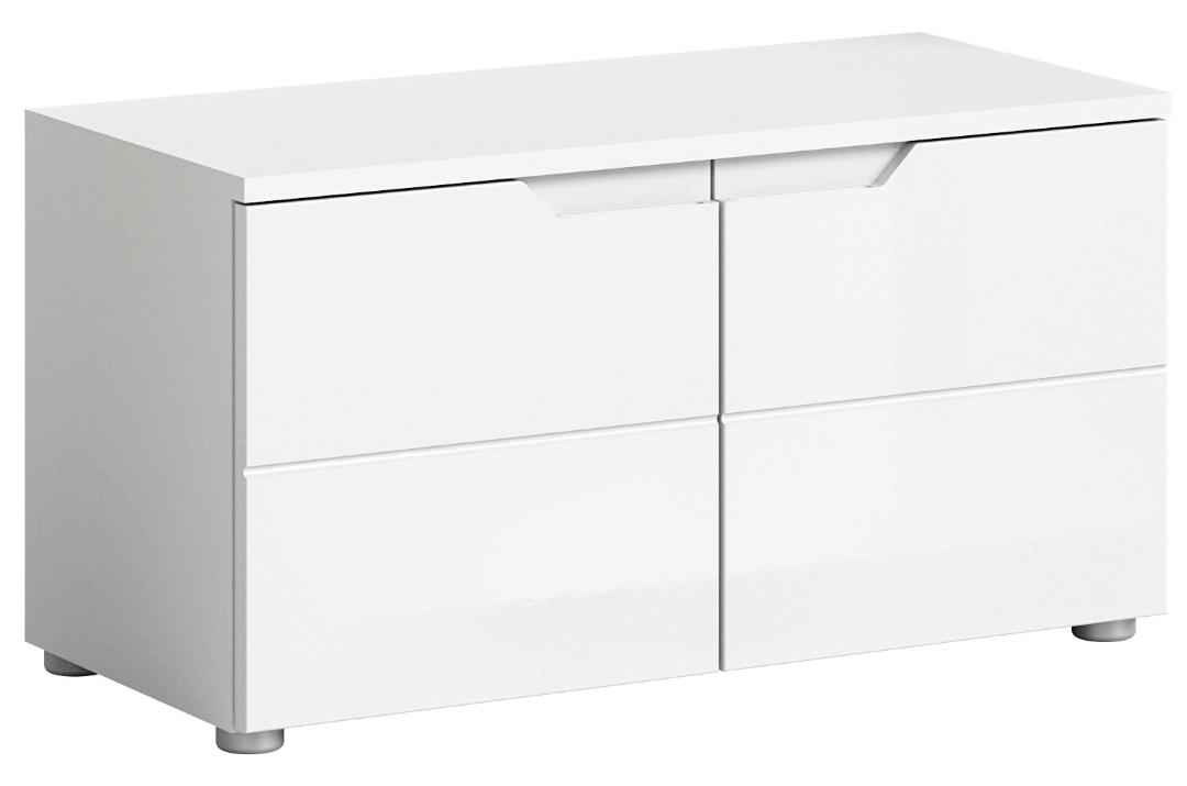 Solero bænk med opbevaring 2 låger hvid højglans, hvid