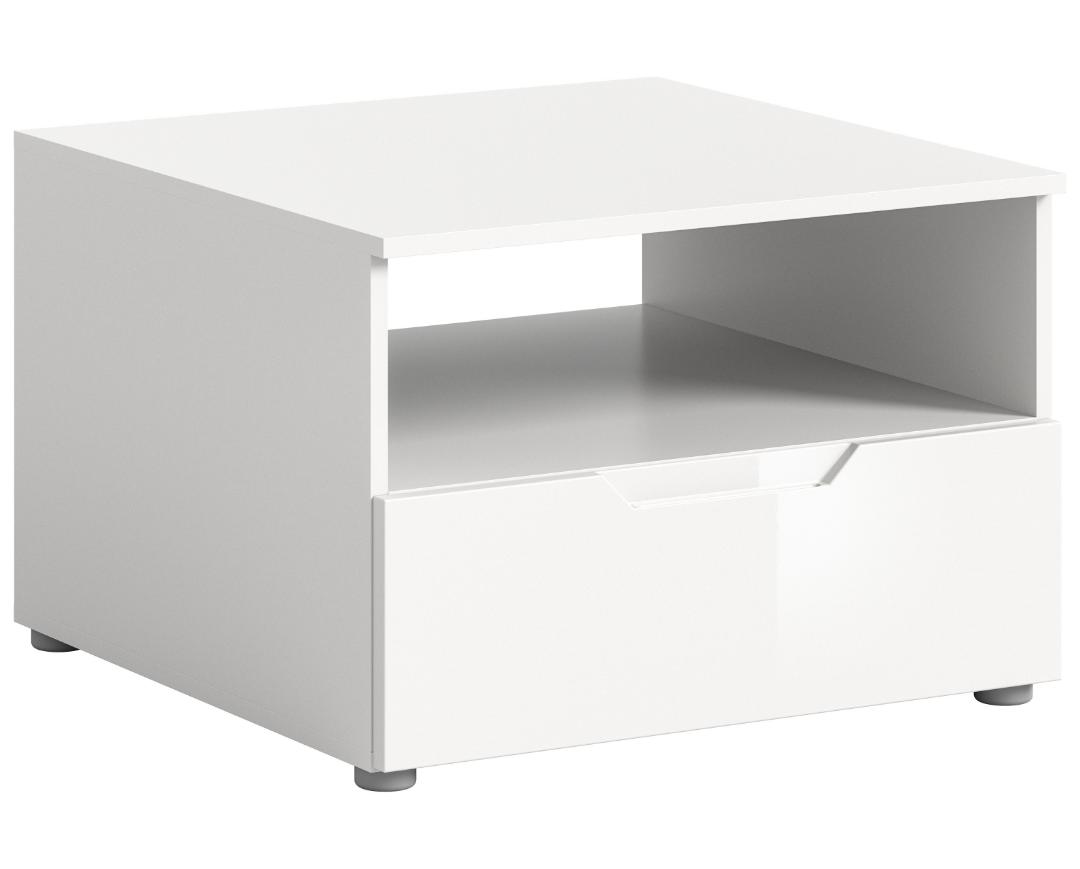 Solero sofabord sæt 1 skuffe, 1 hylde hvid højglans, hvid