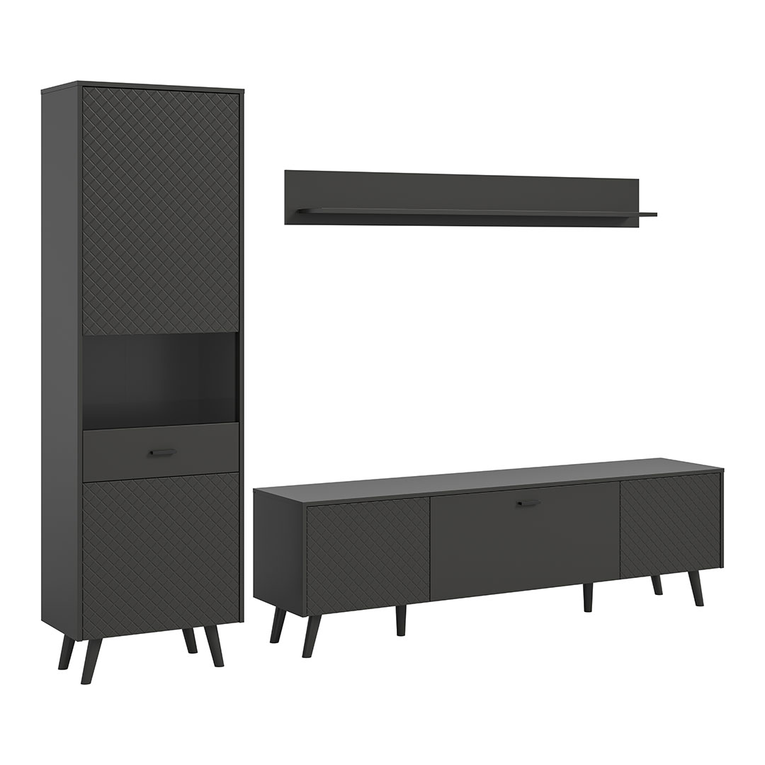 Linea reol system 3 dele mat grå