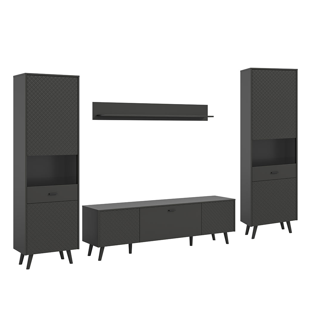 Linea reol system 4 dele mat grå