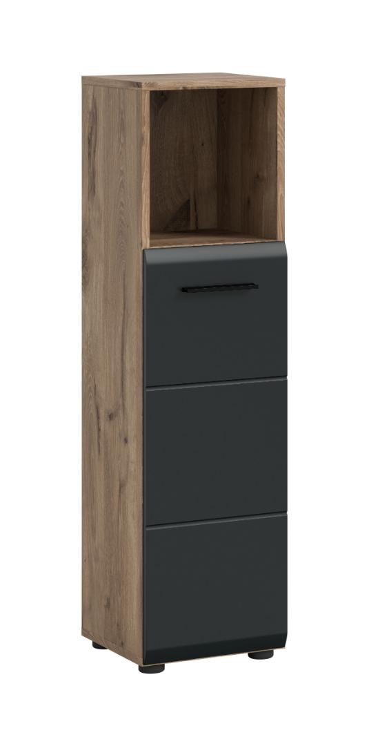 Ice badskab 1 låge, 1 hylde sort mat, eg dekor