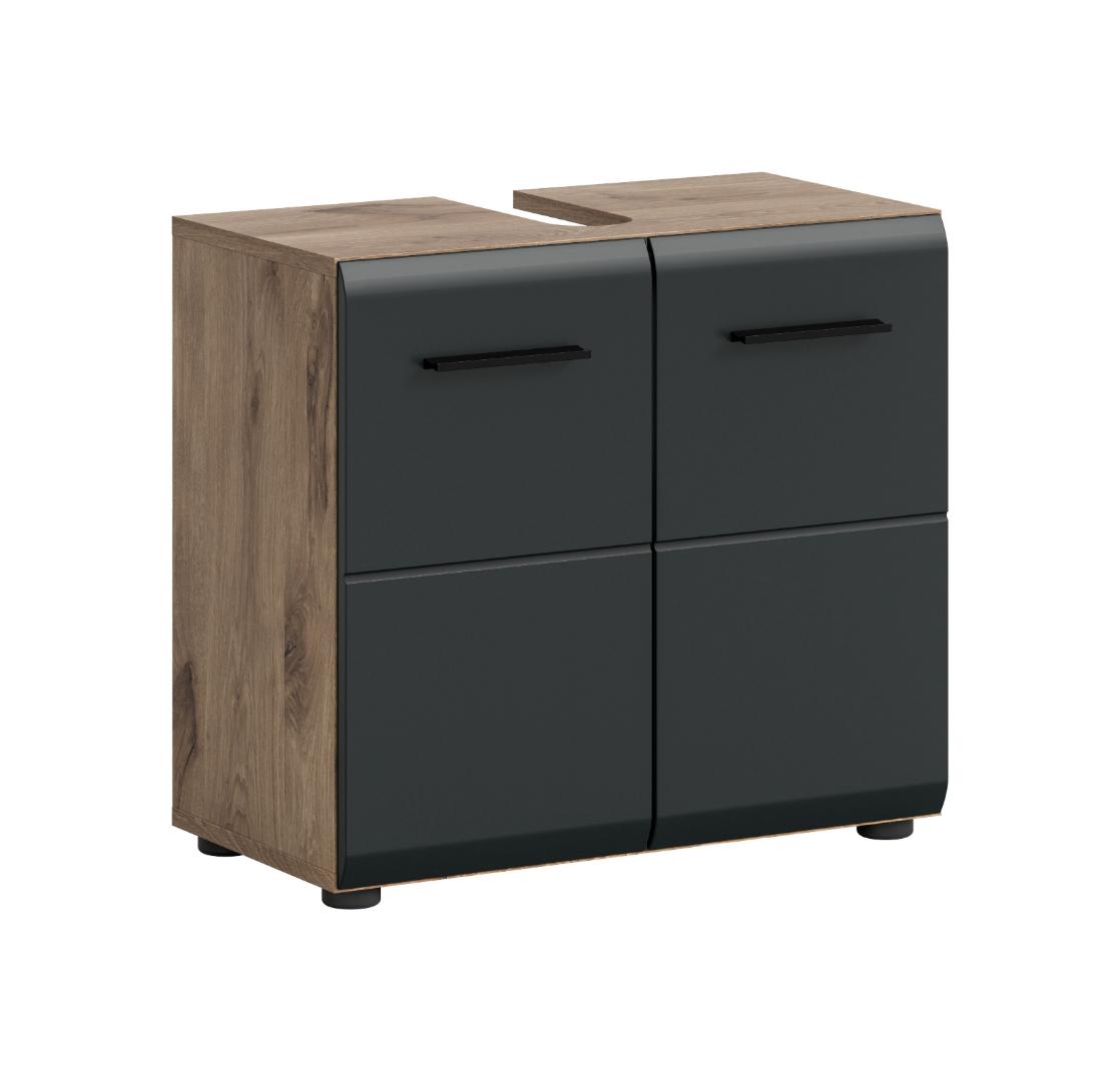 Ice vaskeskab 2 låger sort mat, eg dekor