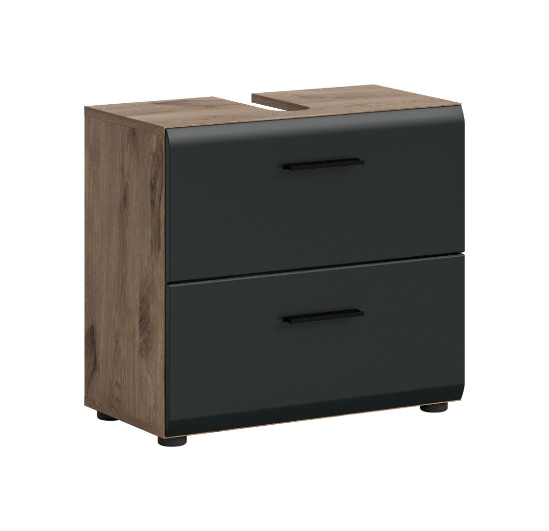 Ice vaskeskab 2 skuffer sort mat, eg dekor