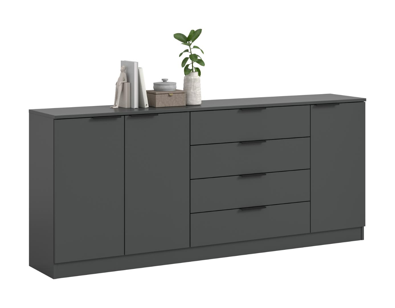 Kopenhagen skænk 4 skuffer, 3 låger antracit