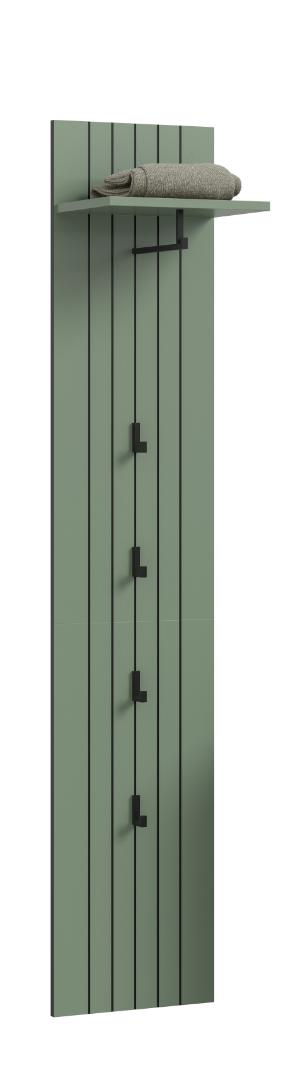 Station knagerække 4 knager støvet grøn