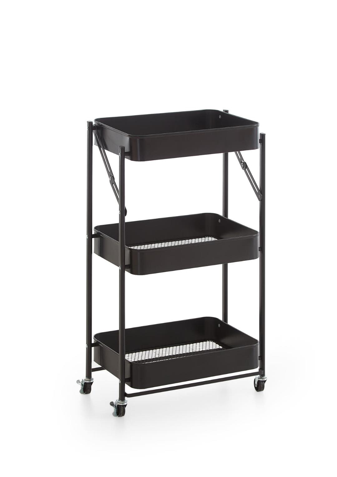 Karin køkkenmodul på hjul rullebord, 3 hylder sort