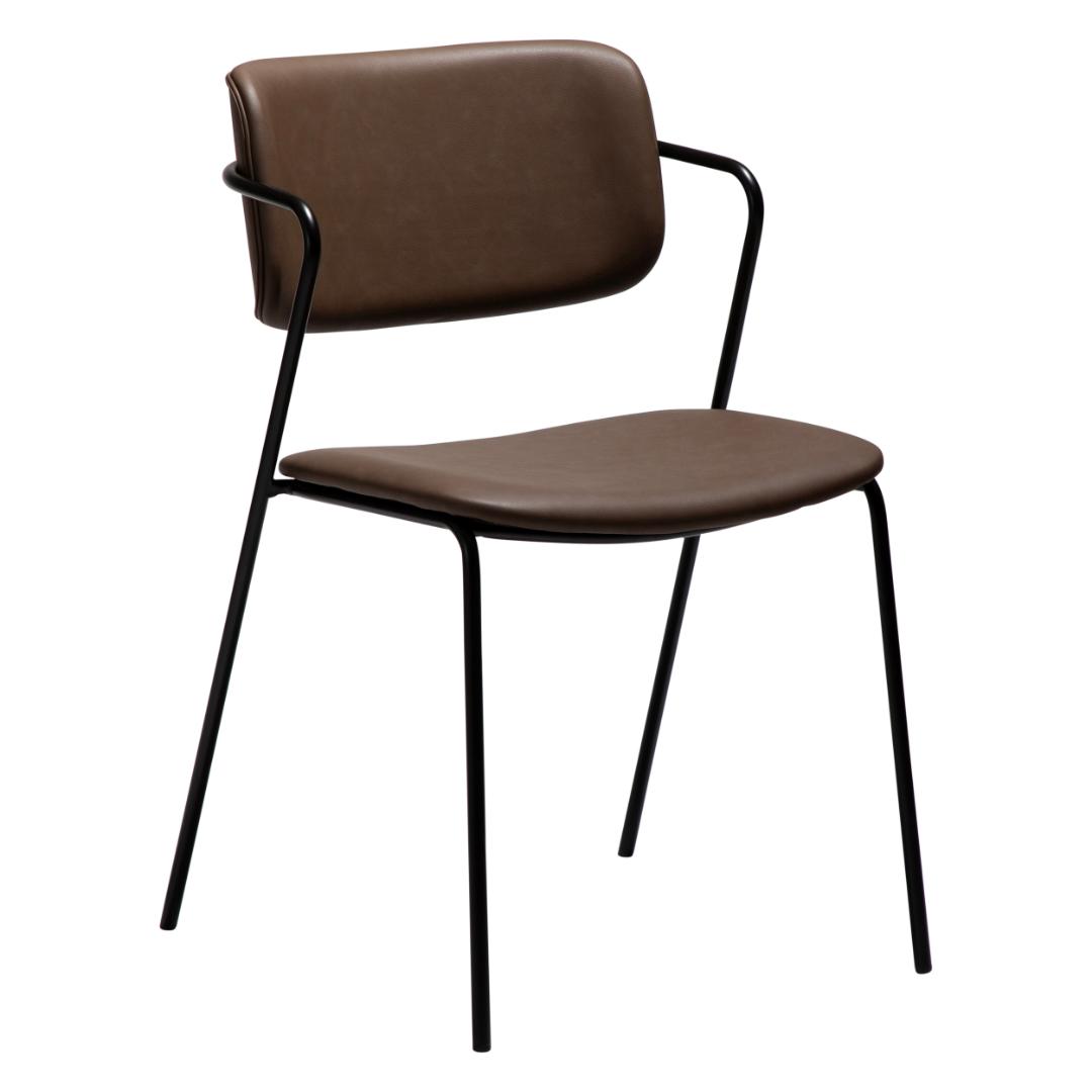 Zed Dan-Form spisestuestol med armlæn PU kunstlæder brun billede