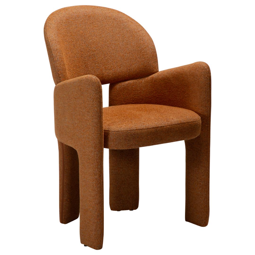Aole Dan-Form spisestuestol med armlæn bouclé brændt orange