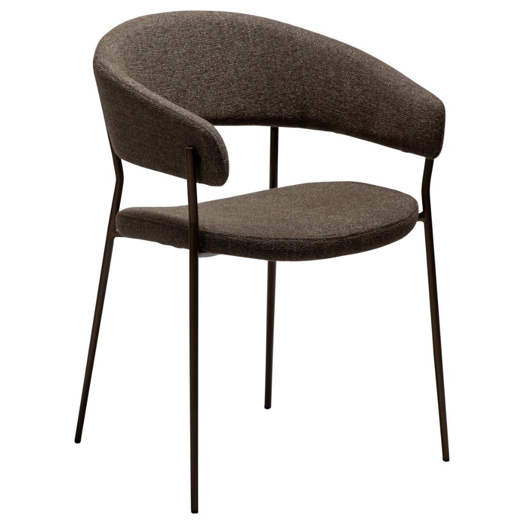 Reboot Dan-Form spisestuestol med armlæn bouclé brun