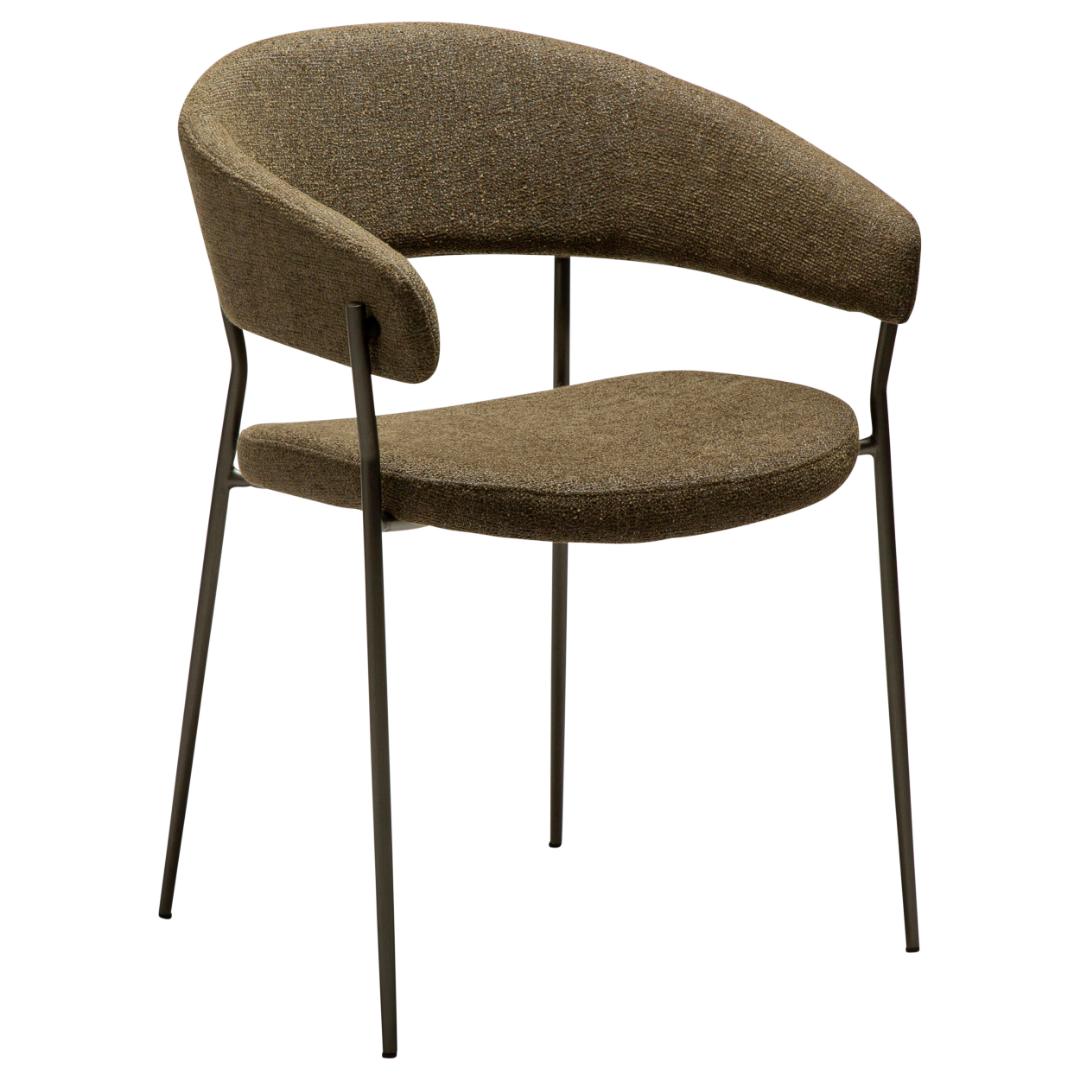 Reboot Dan-Form spisestuestol med armlæn bouclé mørkegrøn