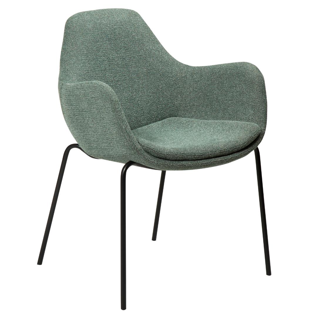 Zimmer Dan-Form spisestuestol med armlæn bouclé grønlig billede