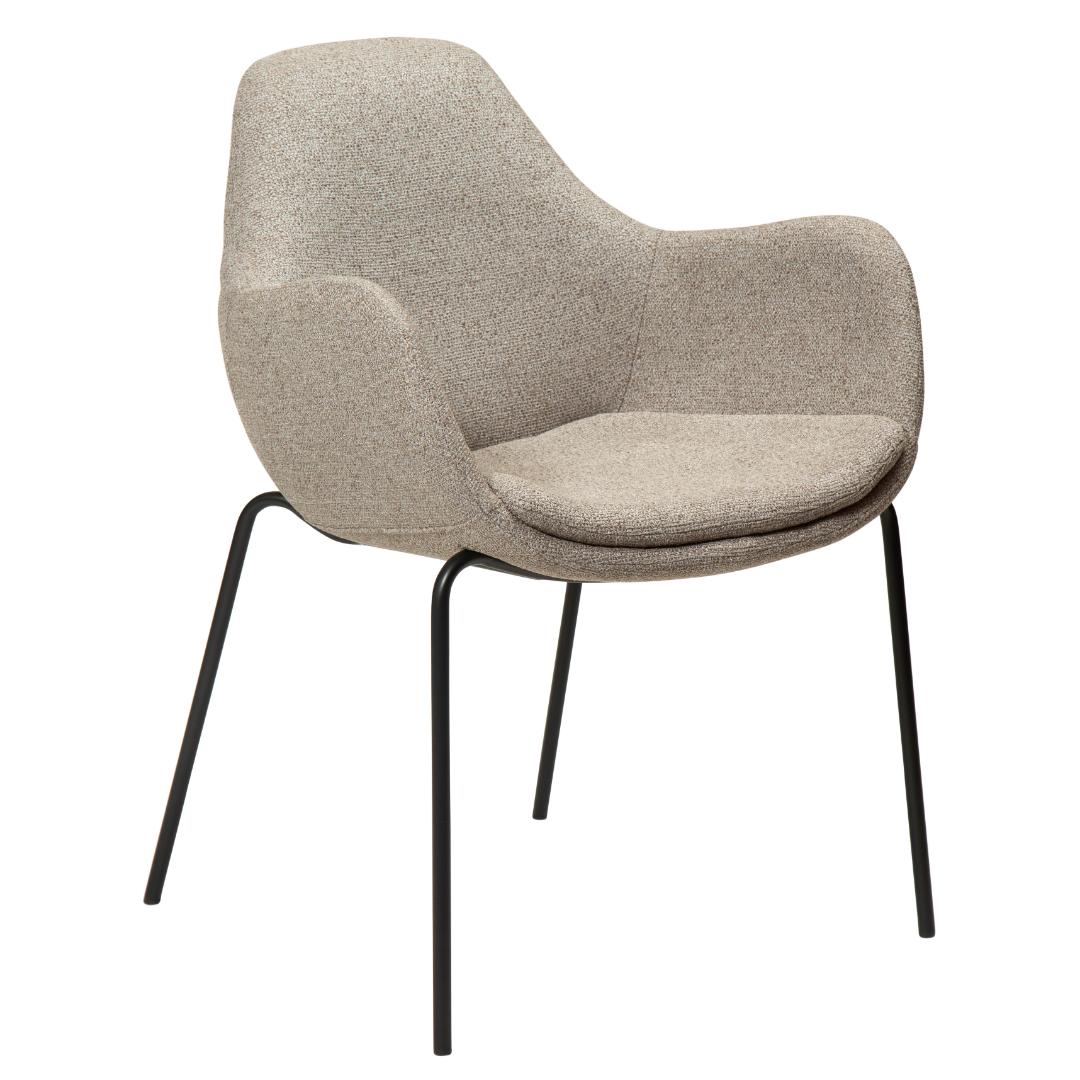 Zimmer Dan-Form spisestuestol med armlæn bouclé lysebrun billede