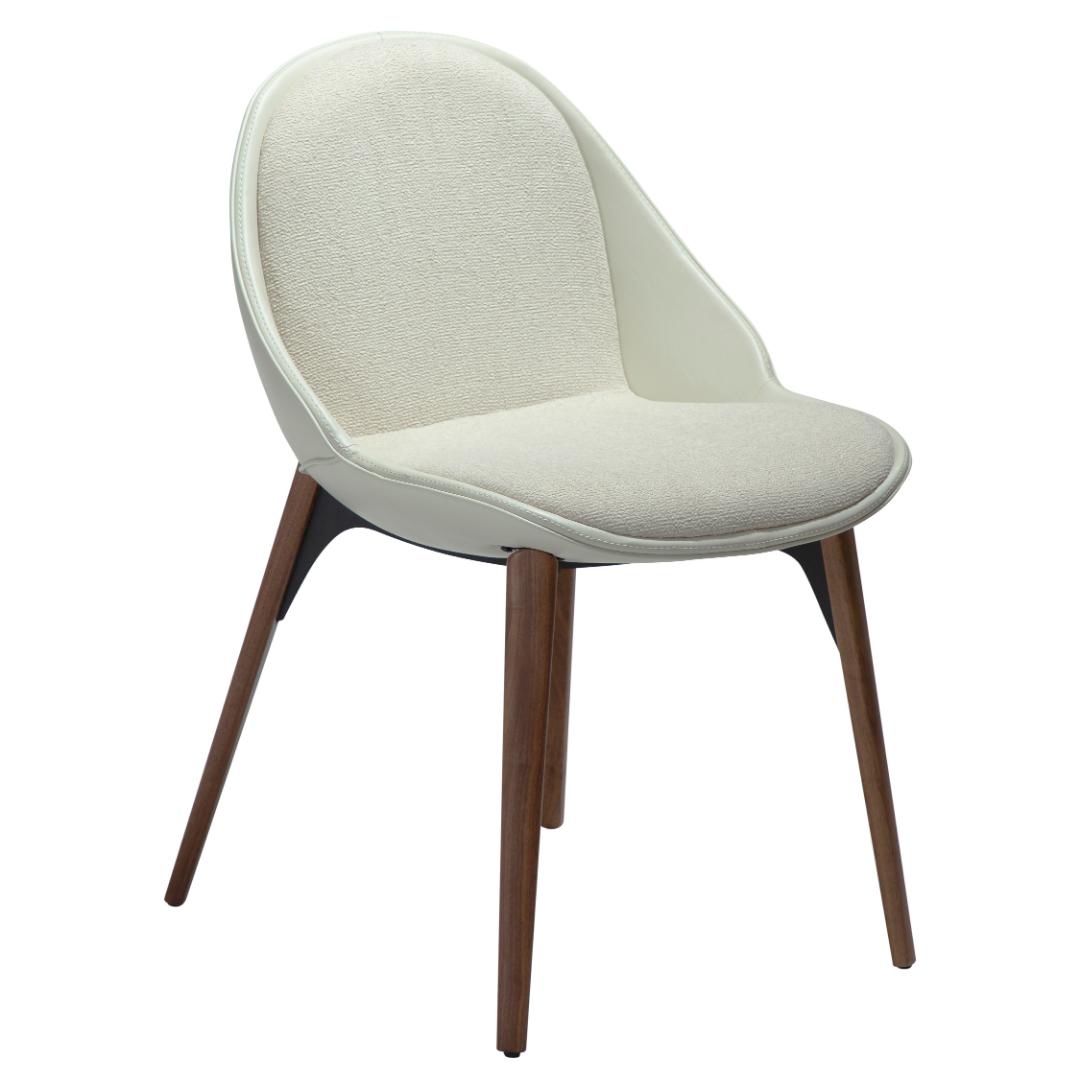 Arch Dan-Form spisestuestol bouclé, PU kunstlæder hvid