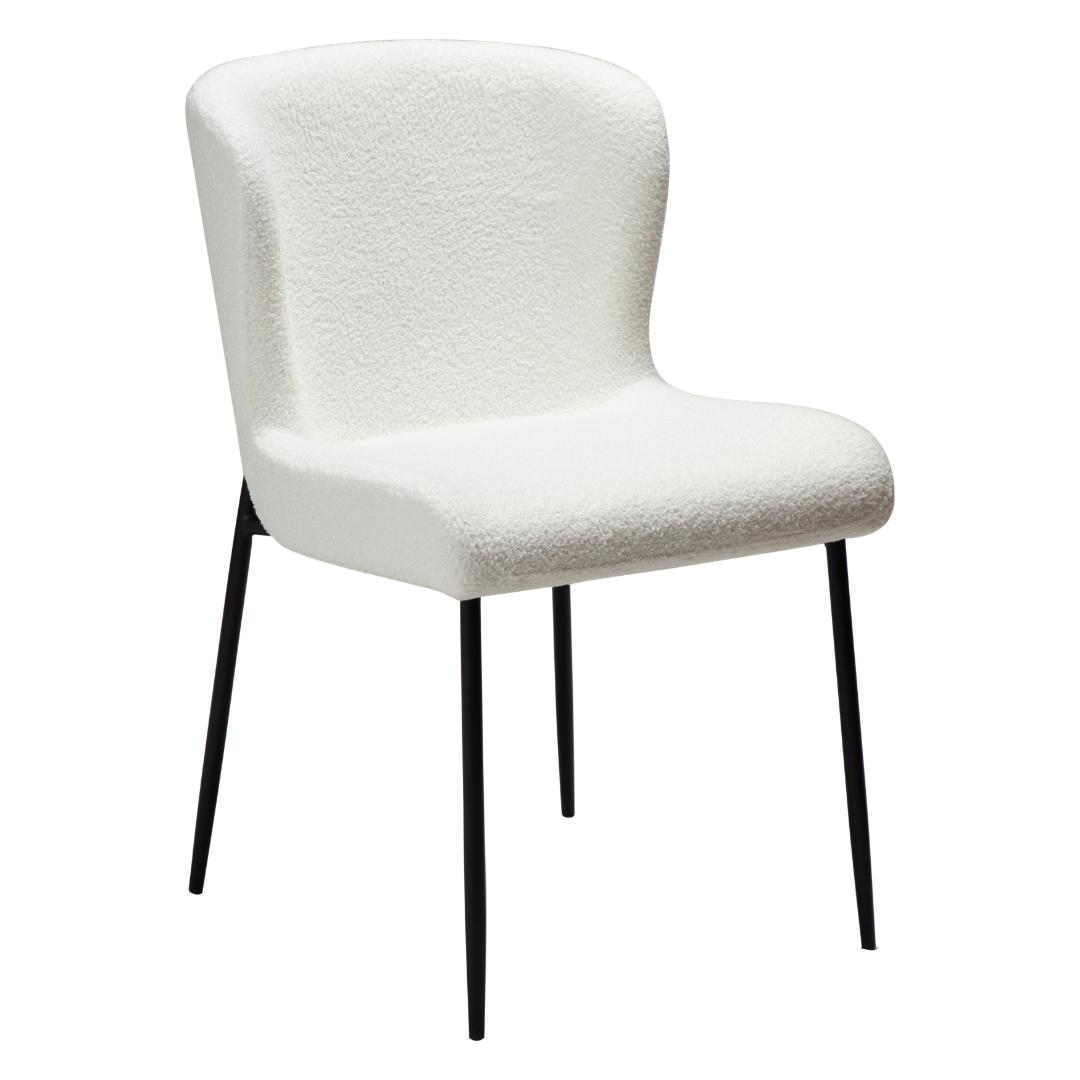 Glam Dan-Form spisestuestol bouclé hvid