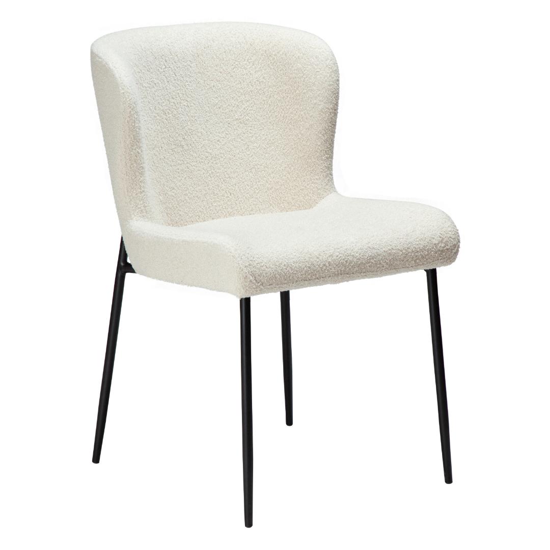 Glam Dan-Form spisestuestol bouclé hvid