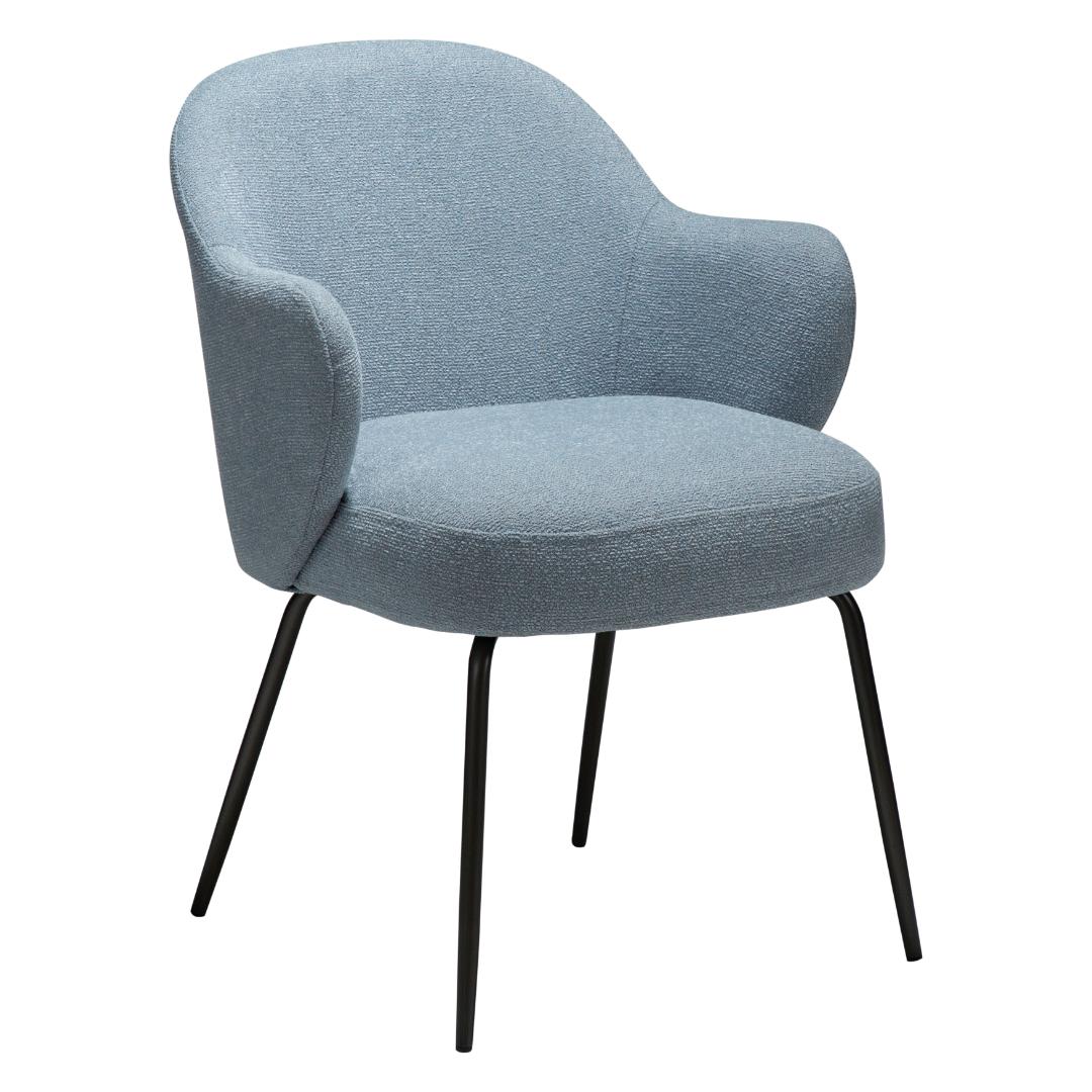 Bae Dan-Form spisestuestol med armlæn bouclé blå billede