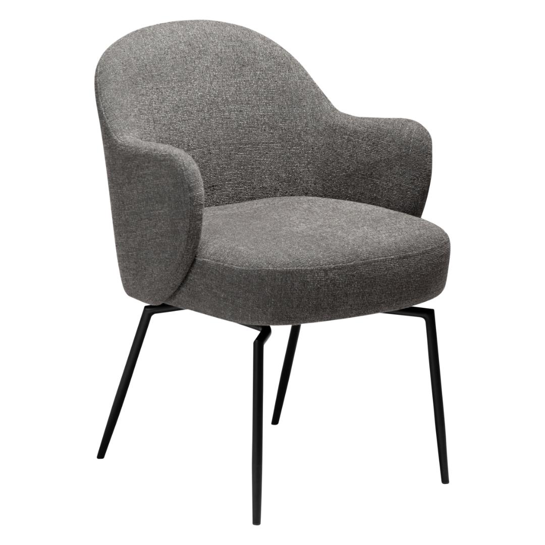 Bae Dan-Form spisestuestol med armlæn, drejefod bouclé lysebrun