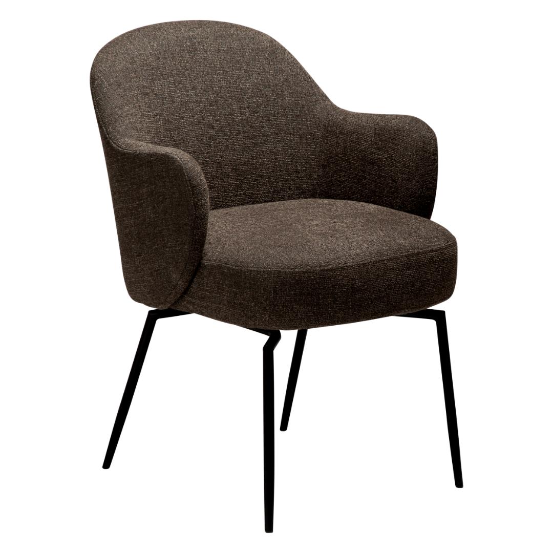 Bae Dan-Form spisestuestol med armlæn, drejefod bouclé brun