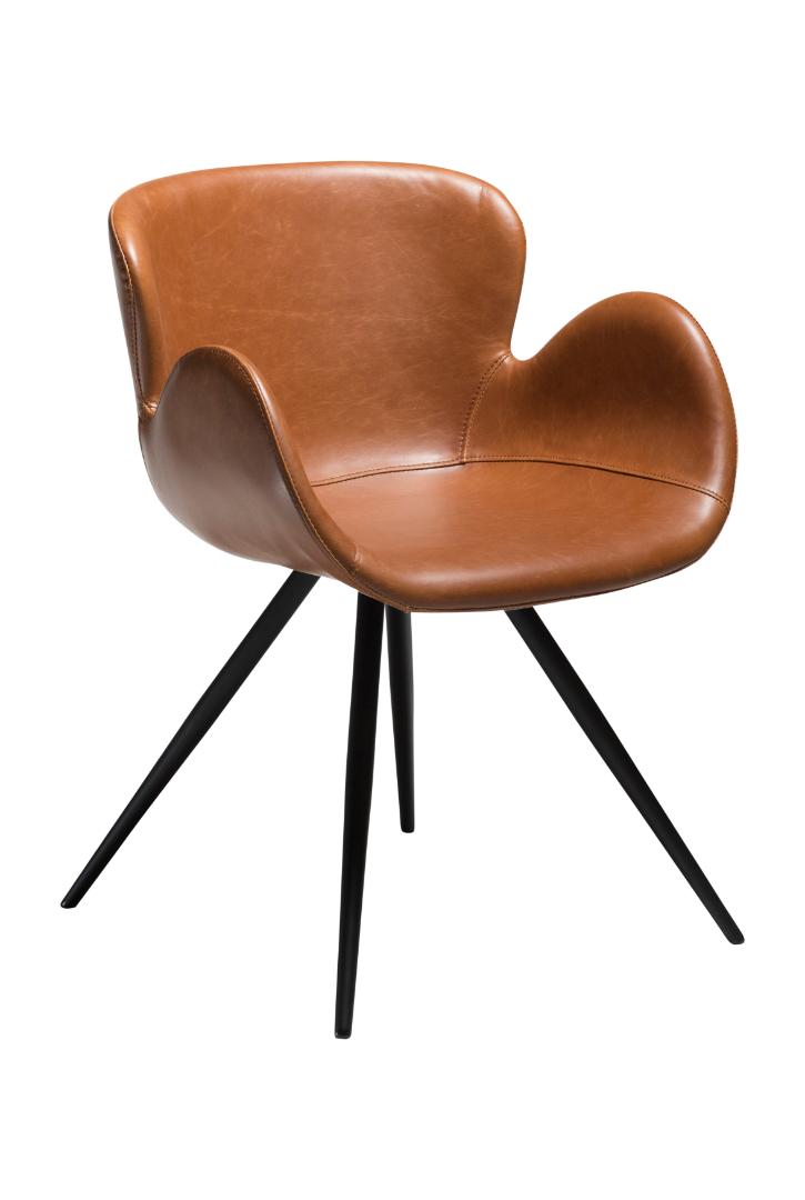 Gaia Dan-Form spisestuestol med armlæn PU kunstlæder lysebrun billede