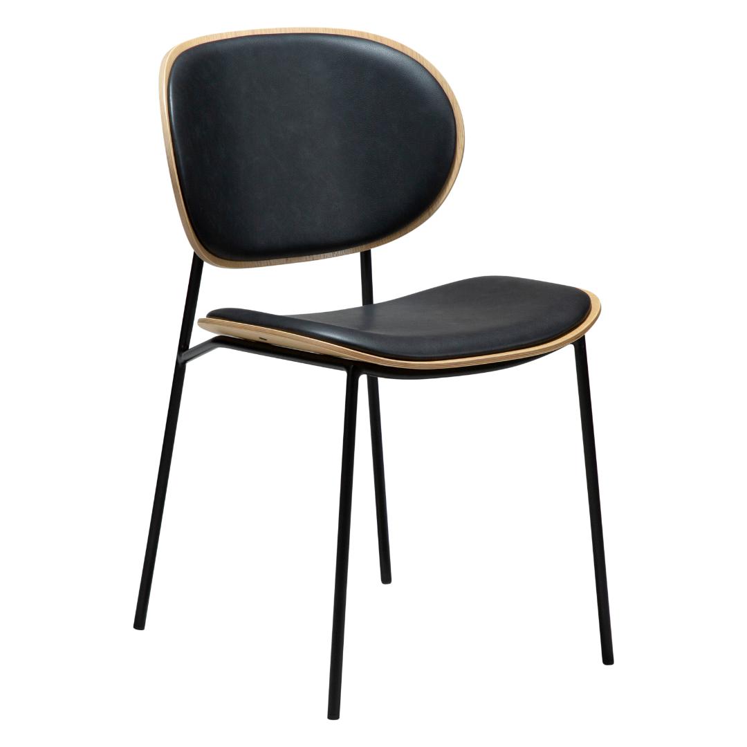 Clementina Dan-Form spisestuestol finer eg, PU kunstlæder sort billede
