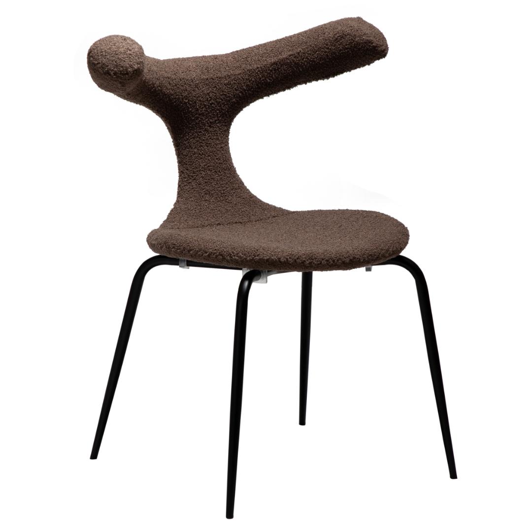 Bull Dan-Form spisestuestol bouclé brun billede