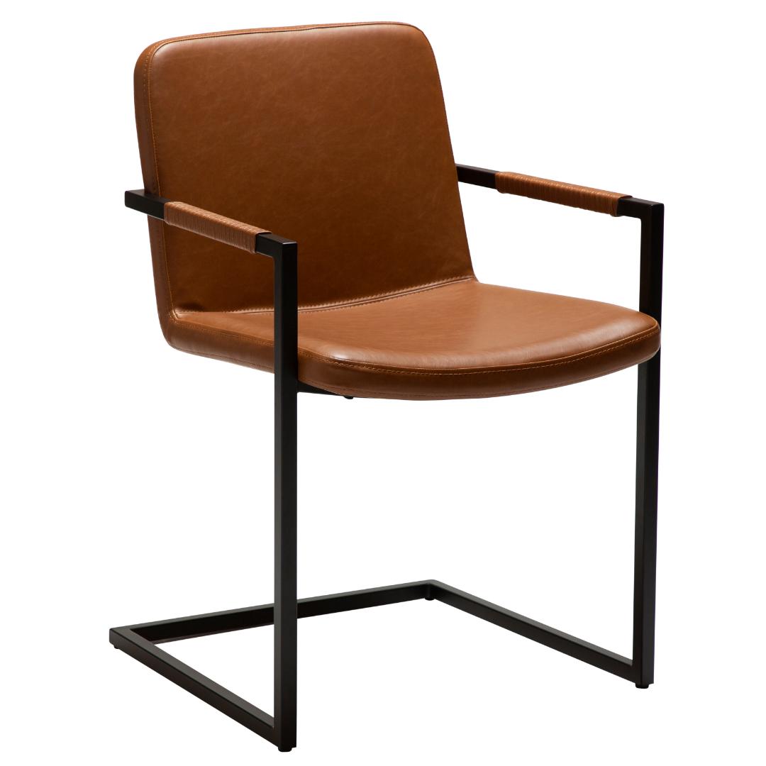 Bounce Dan-Form spisestuestol med armlæn PU kunstlæder lysebrun