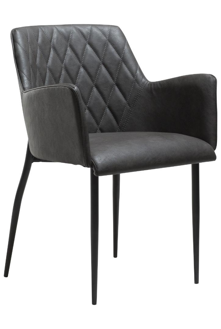 Rombo Dan-Form spisestuestol med armlæn PU kunstlæder grålig billede