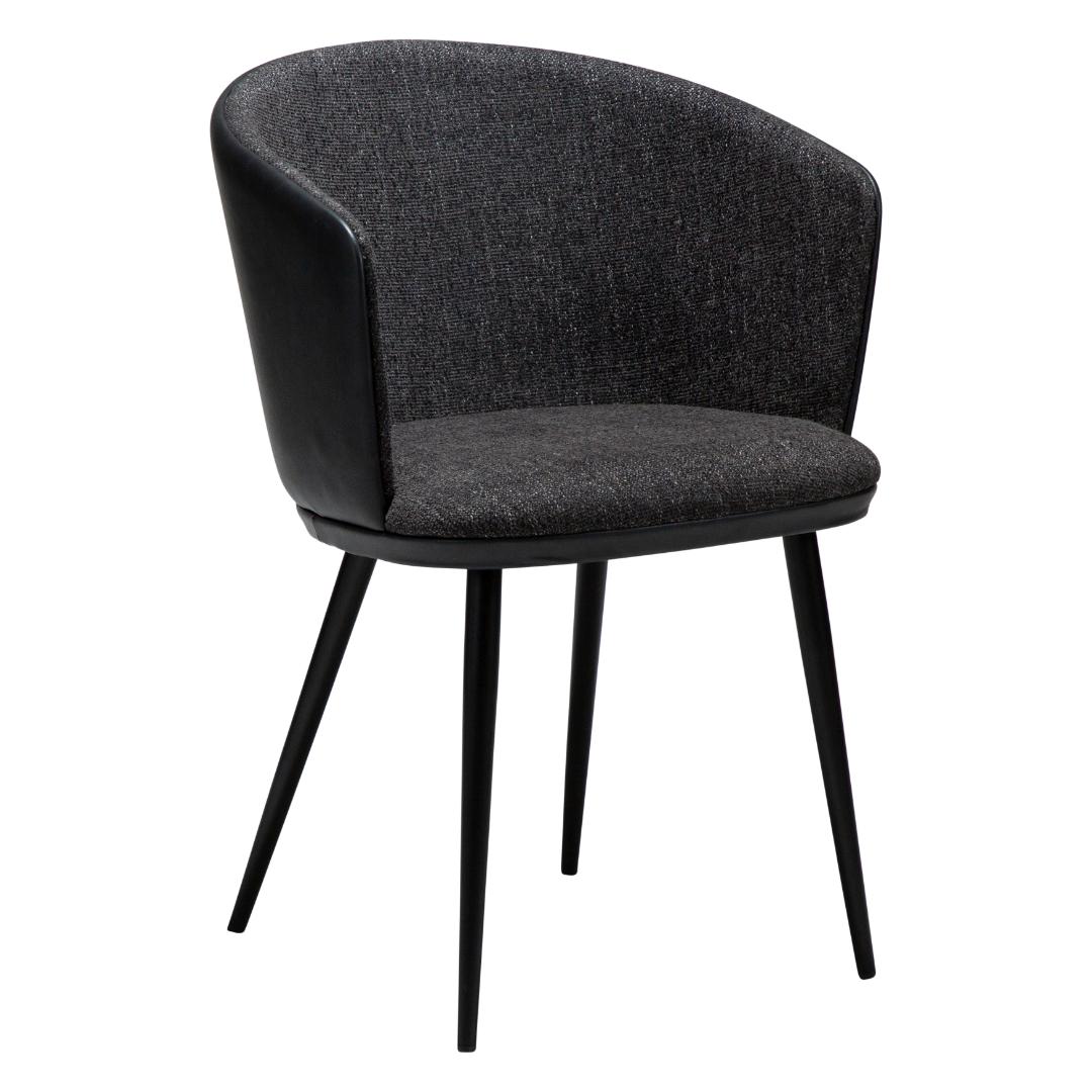 Hey Dan-Form spisestuestol med armlæn bouclé, PU kunstlæder sort billede