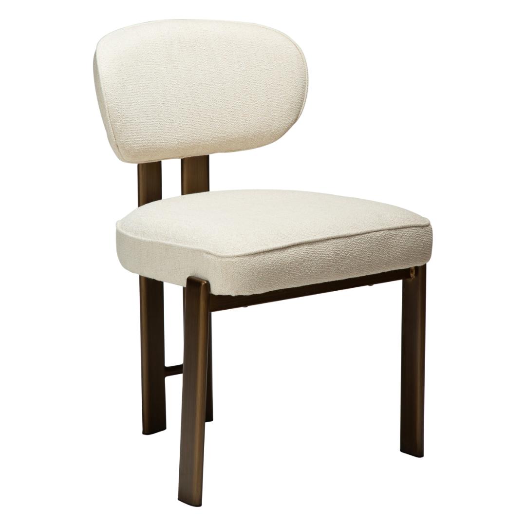 DAN-FORM Duct spisebordsstol - beige bouclé stof og antik messing metal