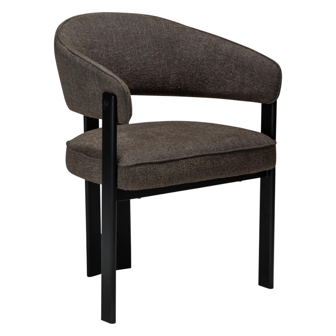 DAN-FORM Duct spisebordsstol, m. armlæn - major brun bouclé stof og sort metal