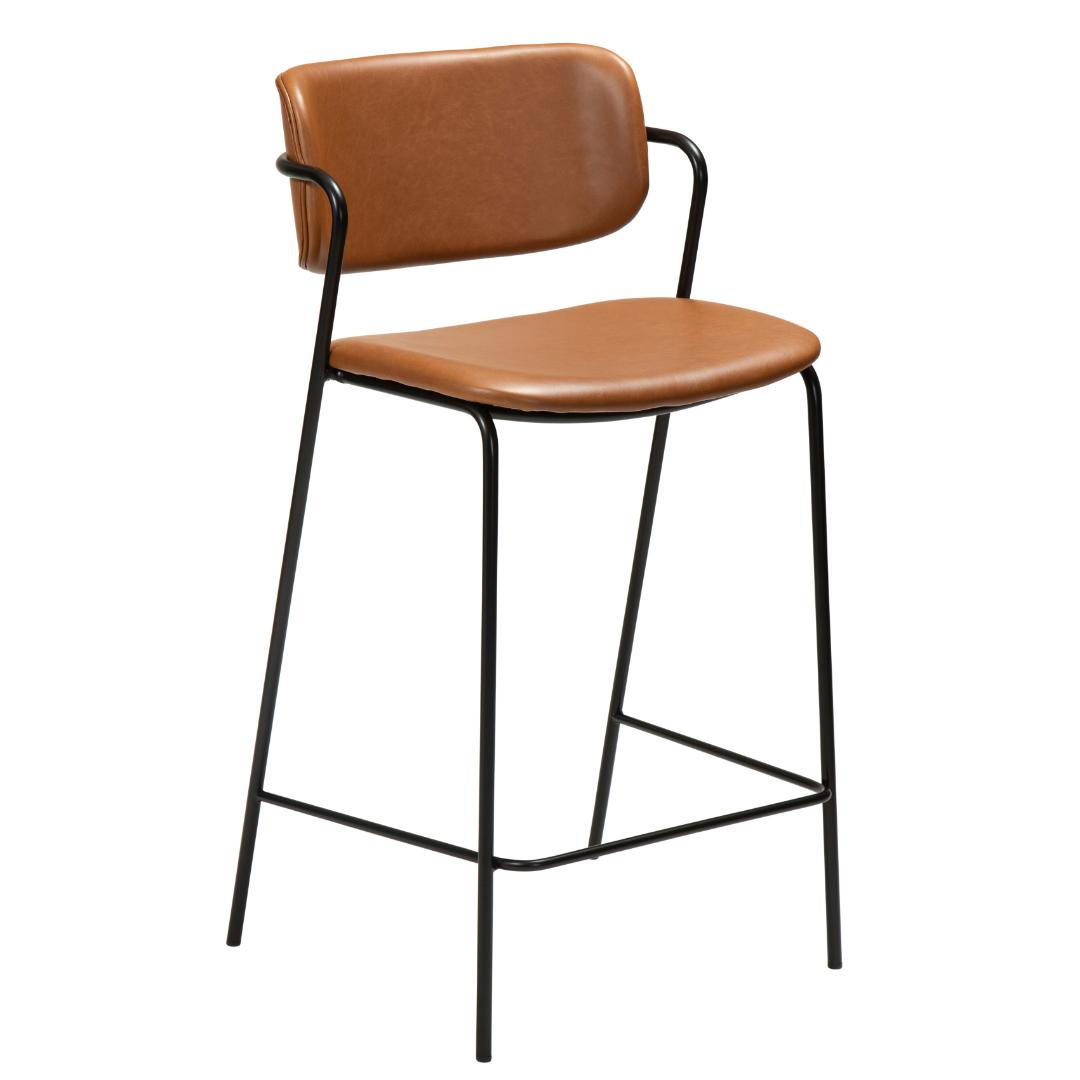 Zed Dan-Form counter stol med armlæn PU kunstlæder lysebrun billede