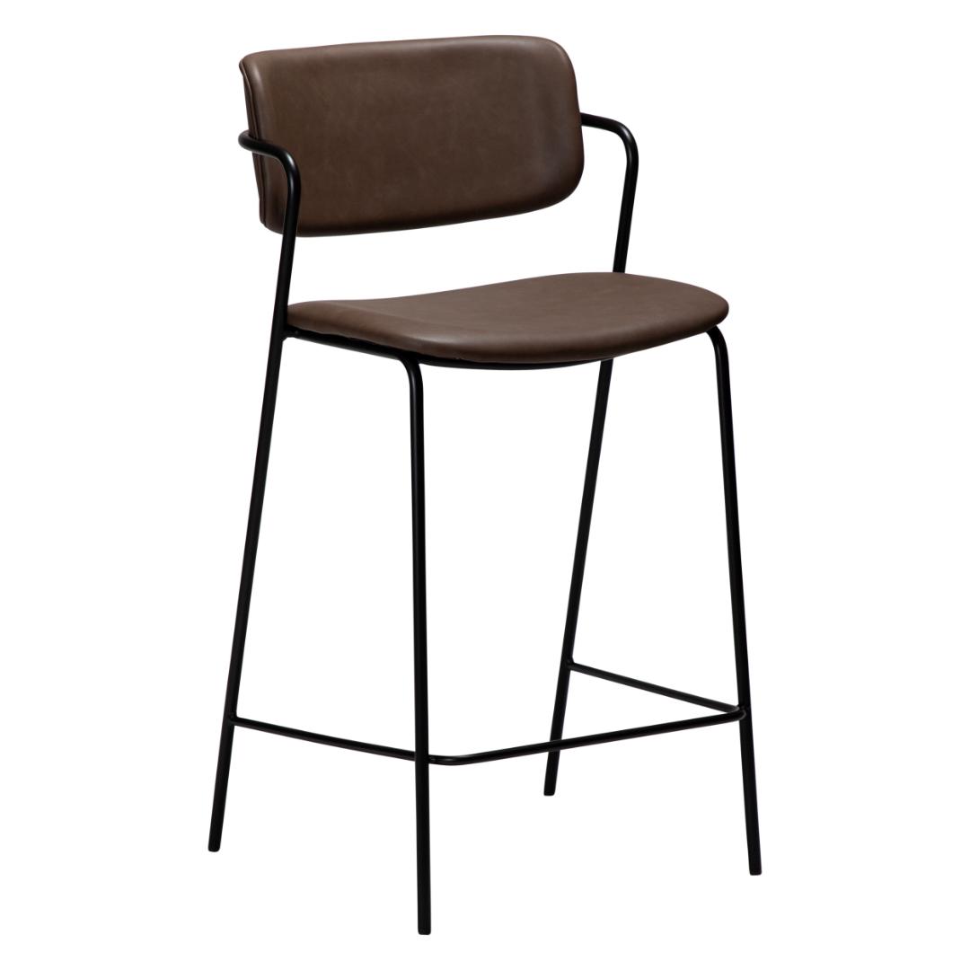 Zed Dan-Form counter stol med armlæn PU kunstlæder brun billede