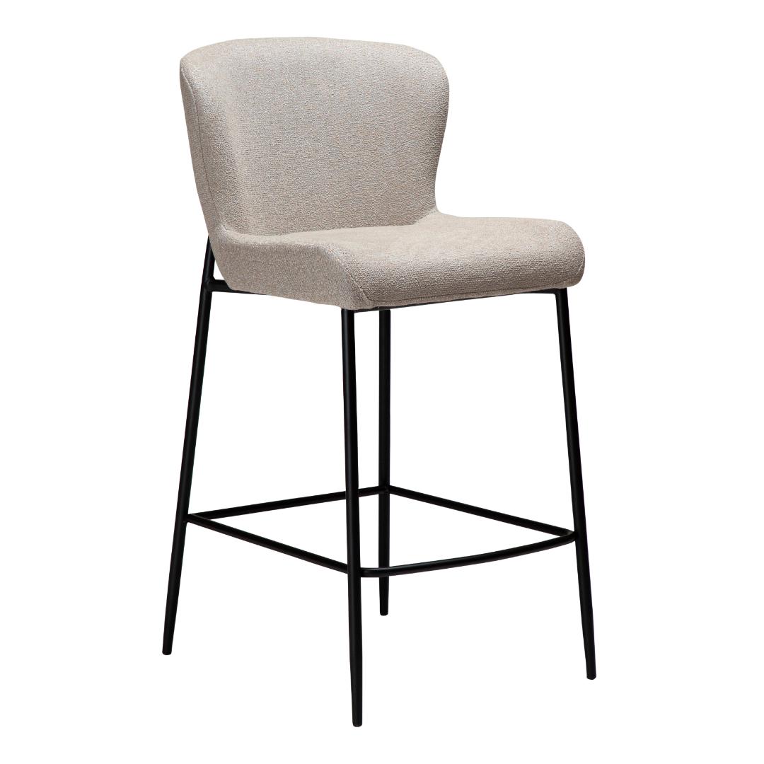 Glam Dan-Form counter stol bouclé lysegrå