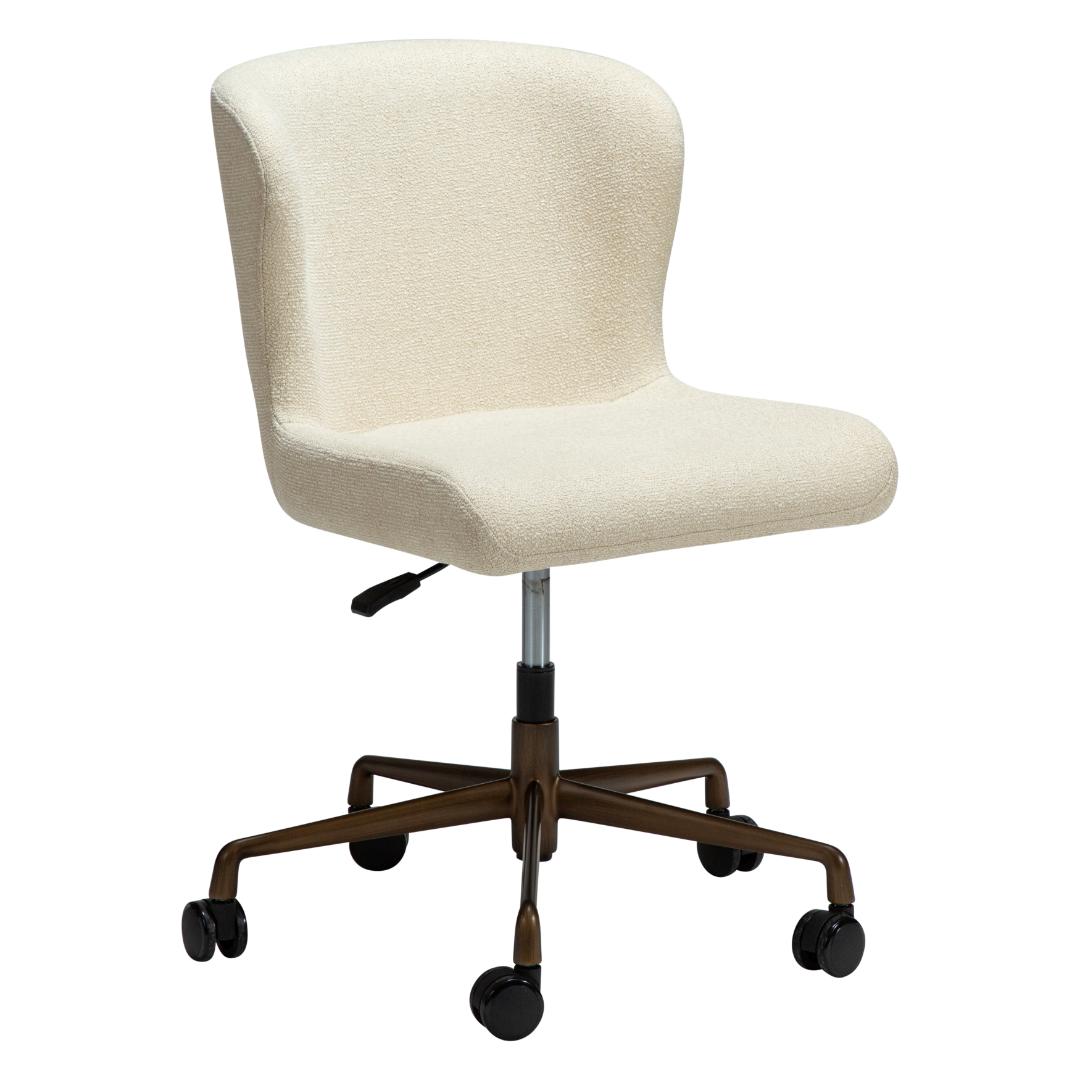 Glam Dan-Form kontorstol bouclé offwhite