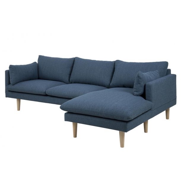 Samanta 2 pers sofa med chaiselong højre i stof blÃ¥. fri fragt! Stue til højre