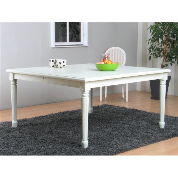 Amatyst spisebord 145x145/195 cm m. 1 tillægsplade antik hvid. Antik spisebord
