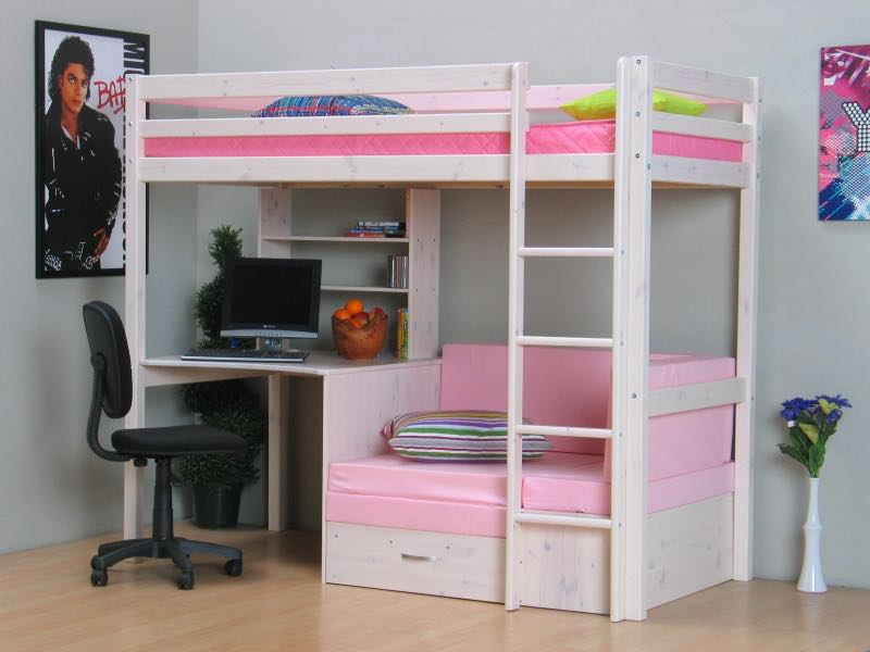 Thuka Kids Hochbett, Couch, Lattenrost, Matratze, Schreibplatte und
