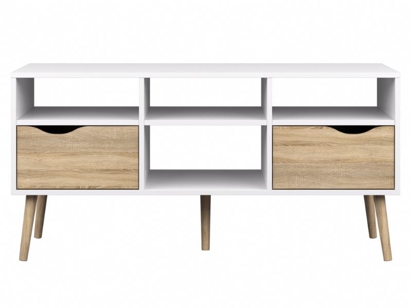 Napoli TV-møbel med 2 skuffer og 4 hylder hvid/eg