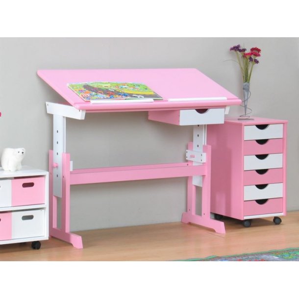 Børneskrivebord cecilie hvid/pink. fri fragt, 1 2 dages lev. se her!